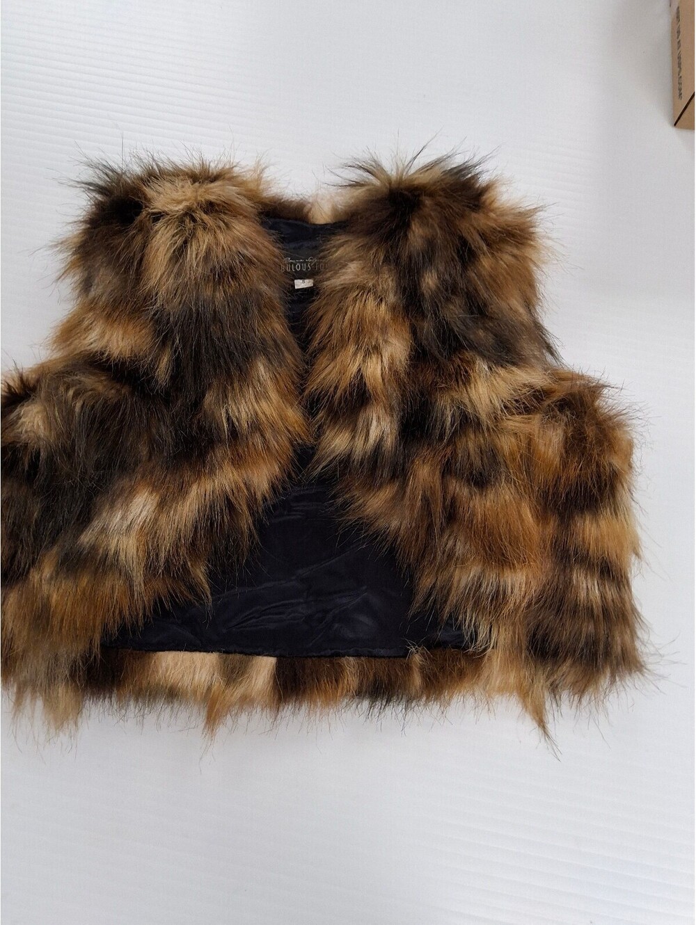 Donna Salzer's Fabulous Furs Faux Fur Vest Size S Brown Black